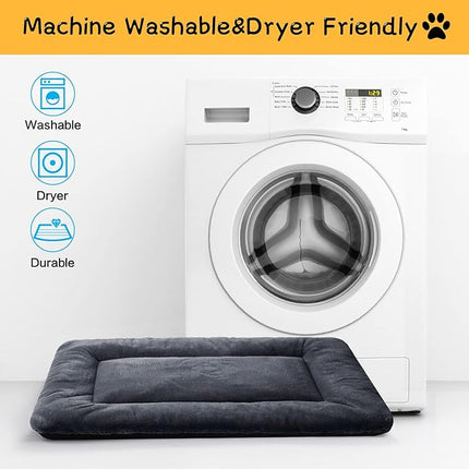 Dog Beds Crate Pad for Small Dogs Ultra Soft Dog Crate Bed Washable & Anti-Slip Kennel Pad for Dogs Cozy Sleeping Mat,Dark Gray 24inch