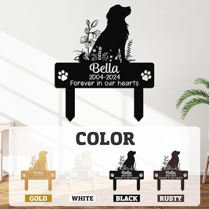 Personalized Pet Graves Marker Dog, Custom Pet Headstone, Waterproof Memorial Plaques for Outdoor, Pet Cemetery Markers Yard Decor, Memorial Garden Stakes, Dog Memorial Gifts for Loss of Dog Color06