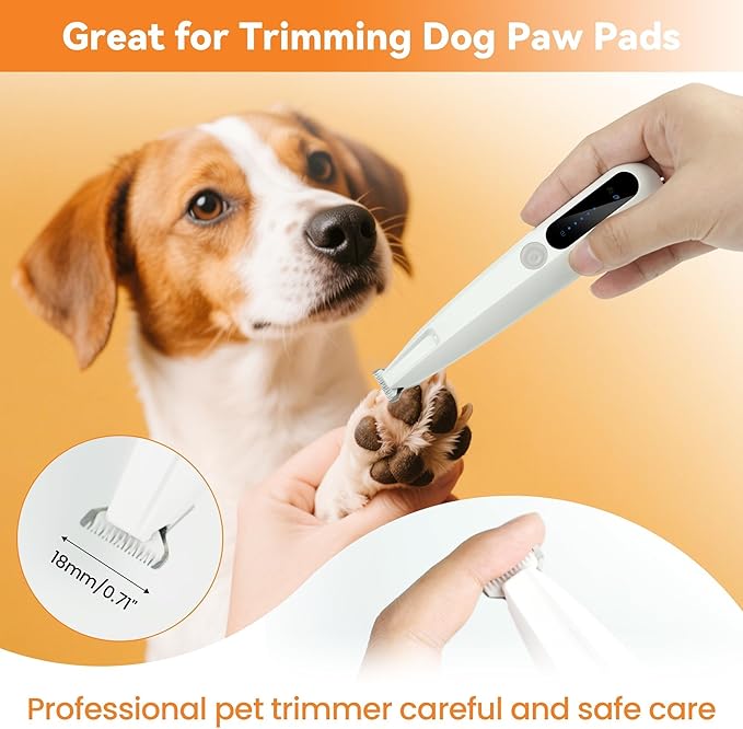 Dog Paw Hair Trimmer, Paw Trimmers for Dog's Feet, Rechargeable, Waterproof, Spare Blade, LED Display, Suitable for Cats & Dogs, Shaver for Paws Eyes Ears Face Buttocks, Dog Grooming Clippers