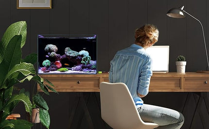 Landen 45P 15 Gallon Ultra Clear All Glass Rimless Low Iron Aquarium Tank with Rear Filtration Chamber(Return Pump Included)for Salt and Fresh Water.17.7''Wx17.7''Dx15.8''H in(45x45x40cm)6mm Thickness