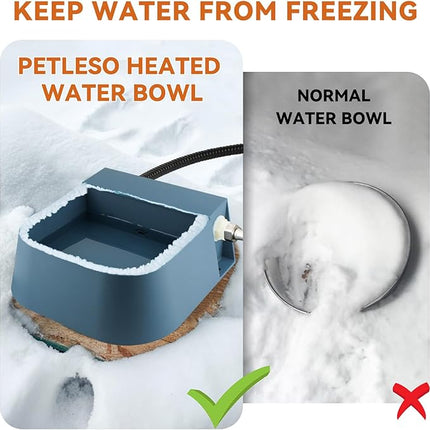 Automatic Heated Water Bowl for Dogs Cats, Self-Filling Water Heated Dog Bowl in Winter, Pet Waterer with Heater Fit Chickens Rabbits Birds, Outdoor Use No Freezing, 2L