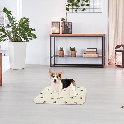 PUPTECK Washable Pee Pads for Dogs - Waterproof Reusable Puppy Potty Training Pads Whelping Mat - Fast Absorption Non-Slip Pet Food Feeding Mat (Beige, 24x36 Inch (Pack of 4))