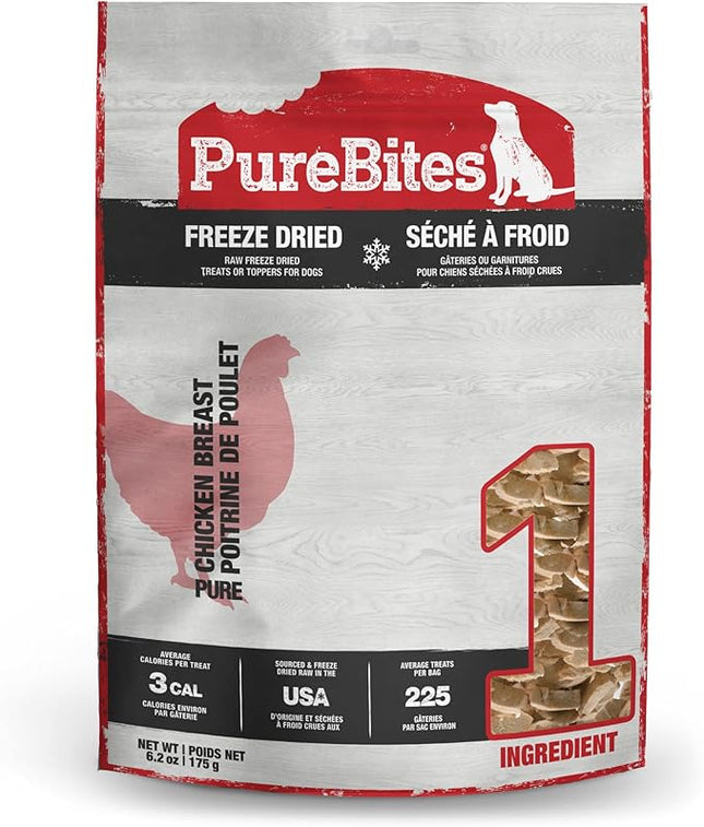PureBites Chicken Freeze Dried Dog Treats, 1 Ingredient, Made in USA, 6.2oz