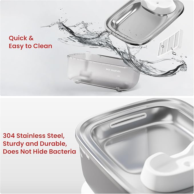 PET Marvel Wireless Sensing Dog Water Fountain for Large Dogs, 7L/1.8Gal/230oz Big Automatic Pet Water Dispenser for Multi Cats, Stainless Steel Filtered Drinking Bowl Wireless Pump F2 V2