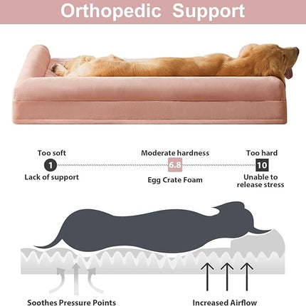 BFPETHOME Dog Beds for Large Dogs, Orthopedic Dog Bed for Medium Large Dogs,Big Waterproof Couch Pet Bed with Removable Washable Cover