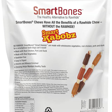 SmartBones Smart Kabobz, Treat Your Dog to a Rawhide-Free Chew Made With Real Chicken, Beef and Pork, 12 Count (Pack of 1)