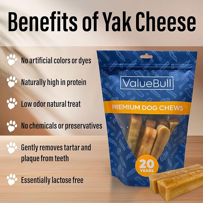 ValueBull Himalayan Yak Cheese Dog Chews, Small, 50 ct Bulk Pack - Long Lasting for Aggressive Chewers, All Natural, Healthy & Safe, Low Odor Nepal Yak Milk Chews