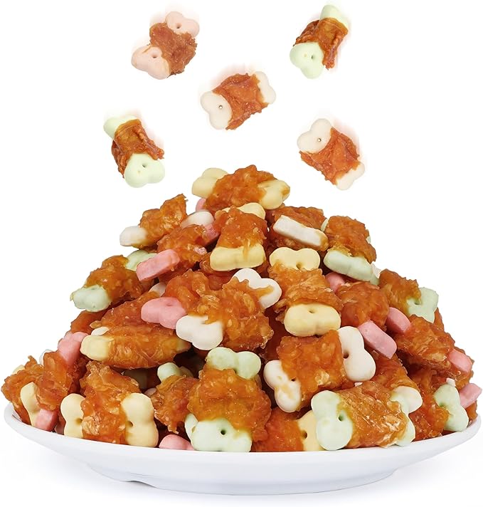 MON2SUN Dog Treats, Mini Chicken Wrapped Biscuits with Added Vitamins, Healthy Training Snacks for Small Medium and Large Dogs, 21.16oz