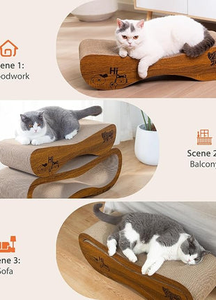 Cat Scratcher 2 in 1 Scratchers for Indoor Cats Scratching Board Cardboard, Horizontal Corrugated Scratch Pad for Cats as Beds & Furniture Reversible Sofa Scratch