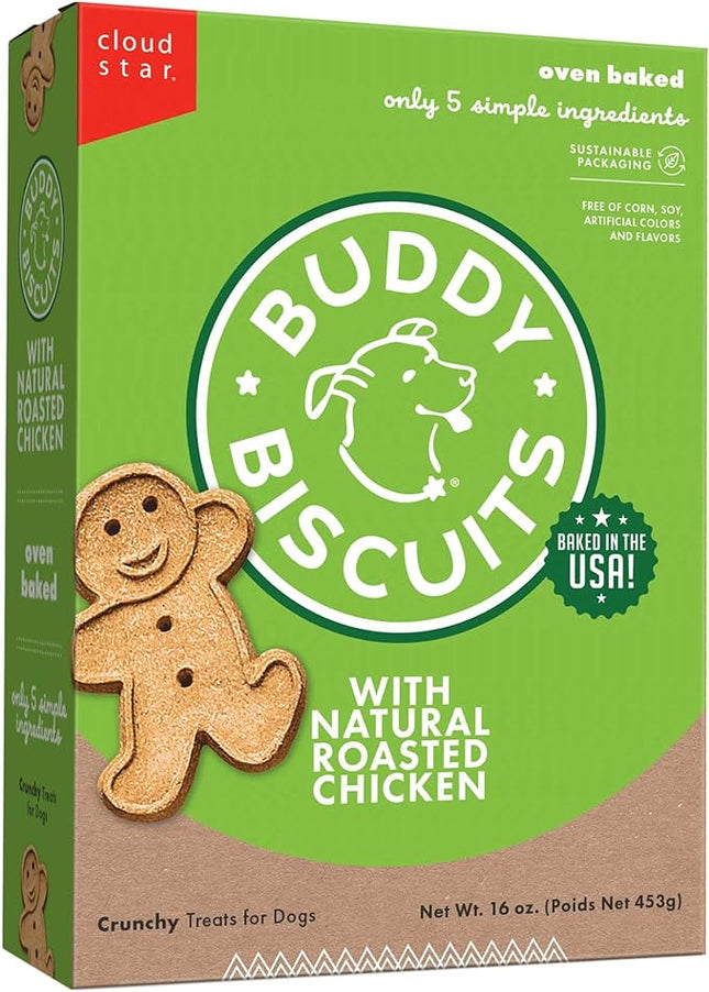 Buddy Biscuits 16 oz Box of Whole Grain Crunchy Dog Treats Made with Natural Roasted Chicken