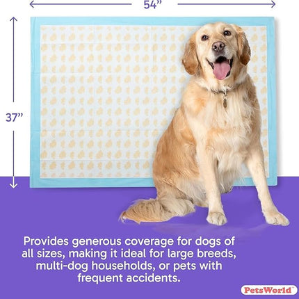 PETSWORLD Health Monitoring Dog Pee Pads – 37x54 Inch, 25 Count 3XL Color-Changing Potty Pads | Detects Health Issues | Leak-Proof, Ultra Absorbent, Odor Control