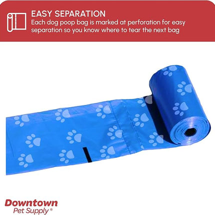 Downtown Pet Supply Rainbow Paw Print Poop Bags (520 CT & 2 Dispensers) - Leak-Proof, Unscented, Clips to Dog Leashes & Harnesses