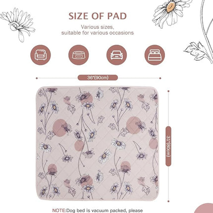 IEUUMLER Washable Pee Pads for Dogs, 2 Pack Non-Slip & Waterproof Whelping Pad, Reusable Puppy Potty Training With Fast Absorbent for Playpen EU007 (Pink Daisy, 31"X36"-2pcs)