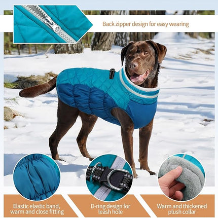 Large Dog Coat, XXLarge Dog Winter Coat, Waterproof Pet Jacket with Back Zipper,Extra Large Pet Coats, Warm Fleece Jacket with D-Ring, Windproof Winter Clothes Golden Retriever,XXL