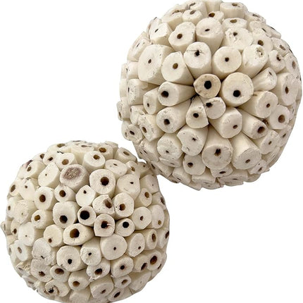 by M&M 5108 Mega 4 Inch Sola Ball Pk2 - Large Handmade Natural Sola Wood Bird Foot Toys, Shreddable Spheres, Great for Chewing Beaks and Grabbing Feet, Excellent for Med to Lg Birds
