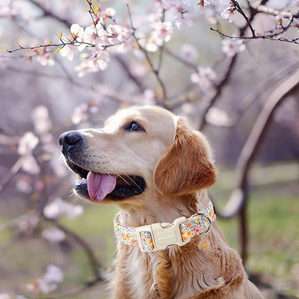 ARING PET Summer Dog Collar - Cute Floral Cotton Collar for Small, Medium & Large Dogs