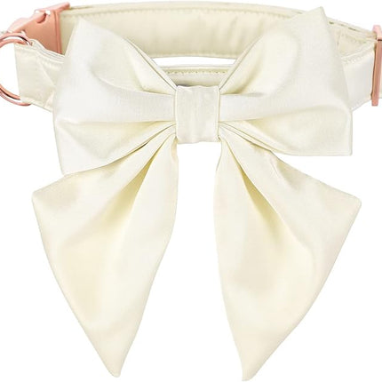 Lionet Paws Bowtie Dog Collar - Comfortable Silk Dog Collar with Detachable Bow Tie for Puppy and Cat, Neck 8-12 Inches