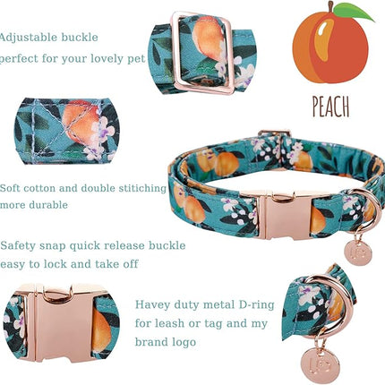 Dog Collar with Bow Tie, Durable Comfortable Cotton Dog Bowtie Collar with Metal Buckle for X-Large Dog Girl Boy, Summer Cute Dog Collar, XL