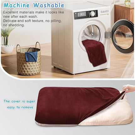 Magic Dog Super Soft Extra Large Dog Bed, 47 Inches Jumbo Orthopedic Foam Pet Beds with Anti Slip Bottom, Dog Sleeping Mattress with Removable and Washable Cover, Burgundy XL,47'' X 39'' X 3.7''