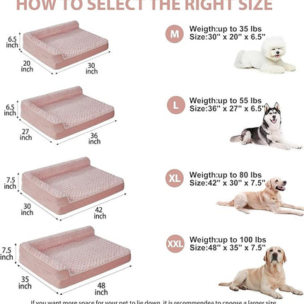 BFPETHOME Orthopedic Dog Beds for Large Dogs-Waterproof Sofa Dog Bed with Removable Washable Cover, Big Pet Bed with Waterproof Lining and Nonskid Bottom,Pet Bed for Large Dogs,Pink