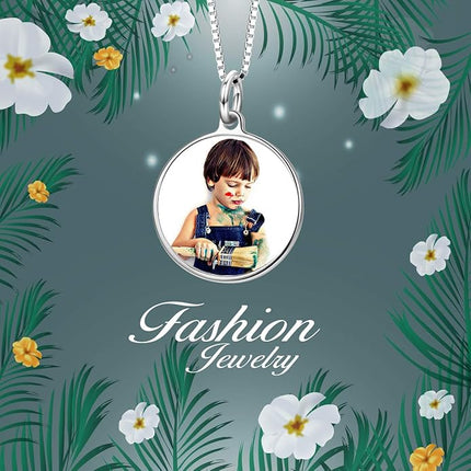 LONAGO Full Color Photo Picture Personalized Necklace Custom Etched Dog Tag Image Pendant with Message Name