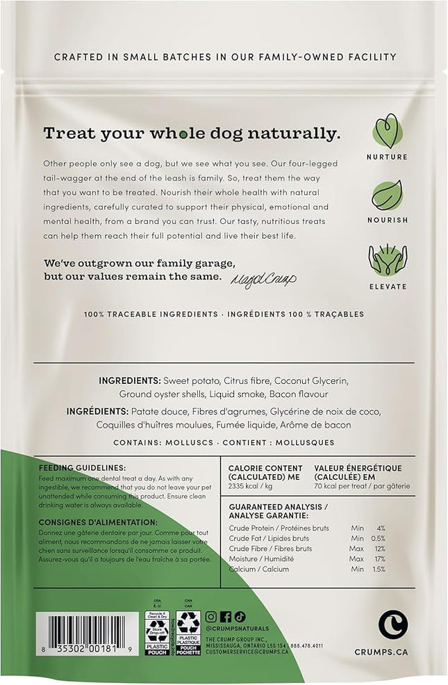 Crumps' Naturals Bacon Dental Dog Treats (10 count), 7"