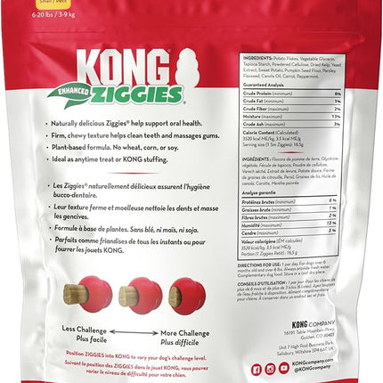 KONG Classic Toy & Enhanced Ziggies Treats Combo Pack - Durable Chew Toy for Dogs - with Enhanced Ziggies Treats - Dog Accessories for Fun & Health - for Small Dogs