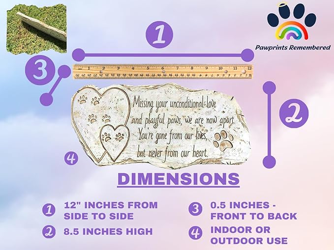 Pet Memorial Stone Marker for Dog or Cat - for Outdoor Garden, Backyard, or Lawn. Pet Grave Headstone Tombstone - Loss of Pet Gift - Made of Weatherproof Resin