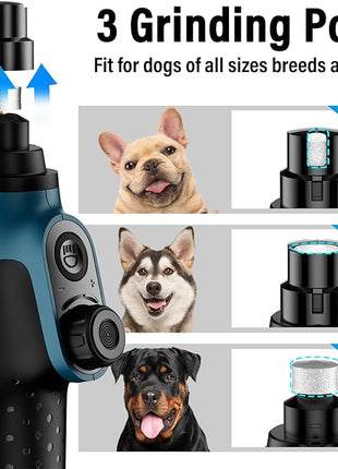 Casfuy Smart 6-Speed Dog Nail Grinder - 50% More Power Pet Nail Grinder with 2 LED Lights Quiet Rechargeable Electric Dog Nail Trimmers File Toenail Grinder for Large Medium Small Dogs & Cats (DB)