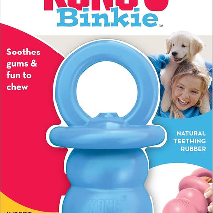KONG Puppy Binkie - Pacifier Dog Toy for Puppies - Stuffable Treat Chew Toy for Treats - Durable Natural Rubber for Teething Puppy - for Medium Puppies - Blue