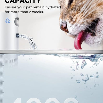 Cordless Cat Water Fountain Battery Operated, FEELNEEDY 4L/135 fl oz Pet Water Fountain for Cats and Dog with Motion Sensor, Ultra Quiet Cat Drinking Fountain with 6 Filters (YPD-C004P), White
