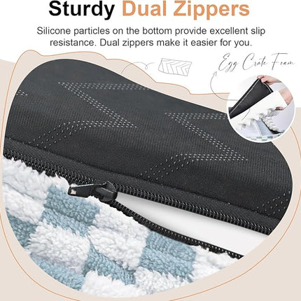 Large Dog Bed Orthopedic Washable: Beds Bolster XXL Bed Big XLarge Dogs Egg Crate Foam Sofa Couch Waterproof Removable Cover - Blue Grid