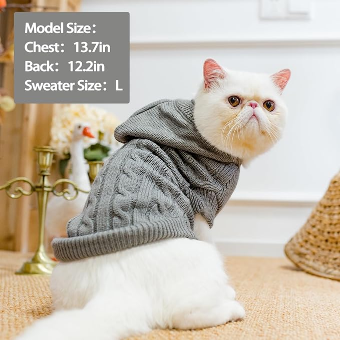 PUPTECK Winter Dog Cat Sweater Coat - Soft Cold Weather Clothes Knitwear for Kitties & Small Dogs Indoor Outdoor Walking Warm, Knitted Classic for Doggies Kitties