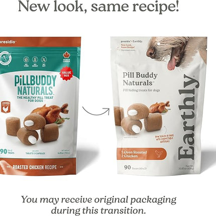 Earthly Pill Buddy Naturals - Chicken Recipe Pill Hiding Treats for Dogs - Make A Perfect Pill Concealing Pocket Or Pouch for Any Size Medication - 90 Servings