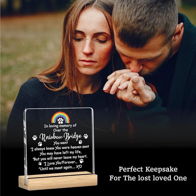 Pet Memorial Gifts,Rainbow Bridge Dog Memorial Gifts， Sympathy Gift for Loss of Dog Cat, Pet Memorial Acrylic Rainbow Bridge Decorations Condolences Gifts for Pet Loss Remembrance Keepsake A05