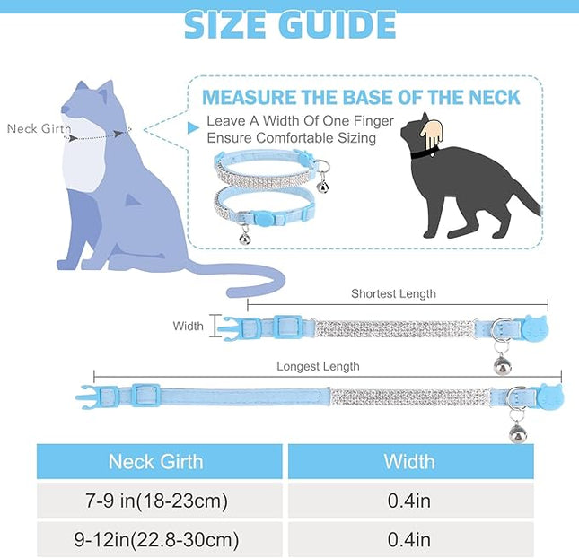 EXPAWLORER Soft Velvet Safe Cat Collars for Girl Cats - Rhinestones Bling Diamante Adjustable Collars Breakaway- Chirstmas Cat Clollar Gifts with Bells for Boy Cats Kitty and Small Dogs