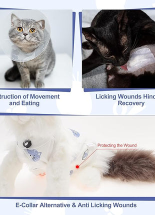 Cat Recovery Suit, Soft Breathable Cat Surgeries Suit, Cat Onesie for Cats After Surgeries, Prevents Licking Wounds, M, White