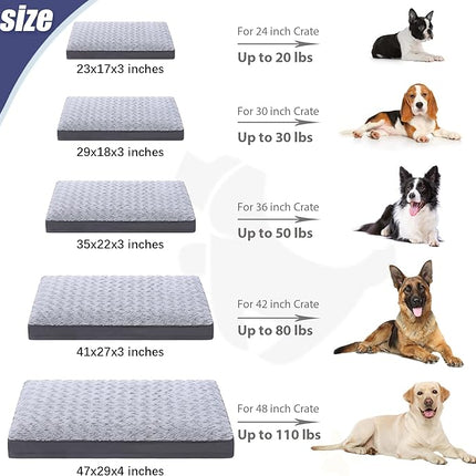 KSIIA Dog Crate Bed Waterproof for Small Dogs - Rose Velvet Soft Fluffy Washable with Removable Cover & Anti-Slip Bottom, 23 x 17 Inch, Light Gray