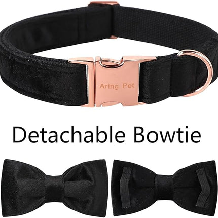 ARING PET Bowtie Dog Collar,Velvet Dog Collars with Removable Bowtie, Adjustable Bowtie Collar for Girl and Boy Dogs.