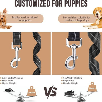 Lukovee Dog Car Seat Belt, 2 Pack Headrest Restraint Seatbelt, Adjustable Pet Safety Leads with Reflective Elastic Bungee for Dog Harness Collar Travel Daily Use (Black,Small, Headrest+Clip)