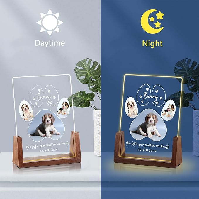 Pet Memorial Gifts for Dogs, Dog Memorial Gifts for Loss of Dog, Pet Remembrance Gift Dog, Cat Loss Sympathy Gift, Dog Memorial Night Light, Pet Memorial Gifts Cat, Pet Memorial Acrylic Plaque