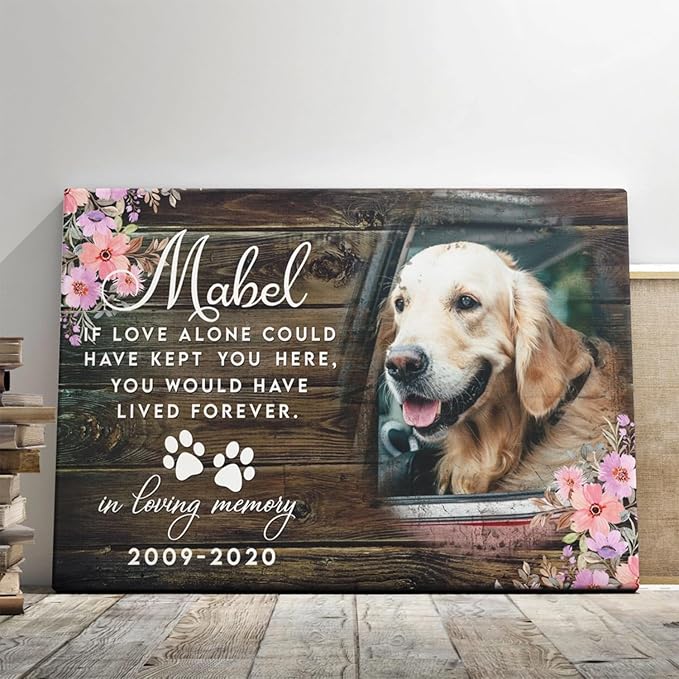 Dem Canvas Personalized Photo Canvas Prints, Dog Loss Gifts, Forever In My Heart, Pet Memorial Gifts, Dog Death Sympathy Gifts, Dog Passing Away Loss Gift Dog Grieving Gifts (24x16)