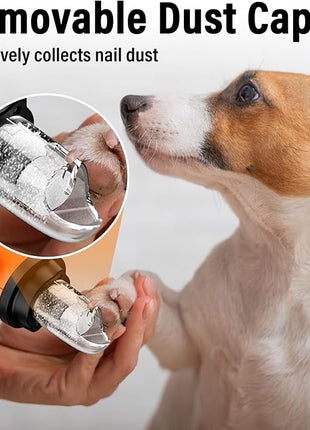 Casfuy Smart 6-Speed Dog Nail Grinder - 50% More Power Pet Nail Grinder with 2 LED Lights Quiet Rechargeable Electric Dog Nail Trimmers File Toenail Grinder for Large Medium Small Dogs & Cats(Orange)