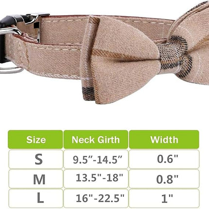 Faleela Soft &Comfy Bowtie Dog Collar,Detachable and Adjustable Bow Tie Collar,for Small Medium Large Pet (S, Brown)