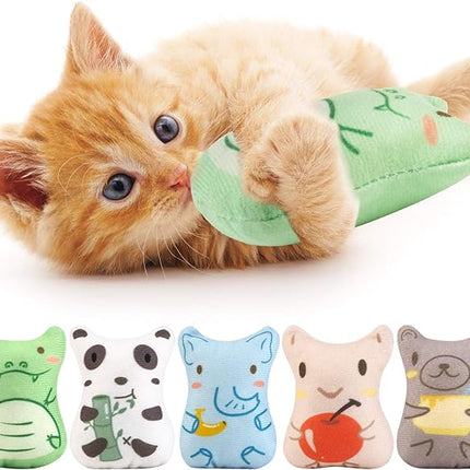 Dorakitten Catnip Toys for Indoor Cats - 5PCS Plush Cat Chew Toys Teething Interactive Catnip Filled Kitten Toy Soft Pet Toy