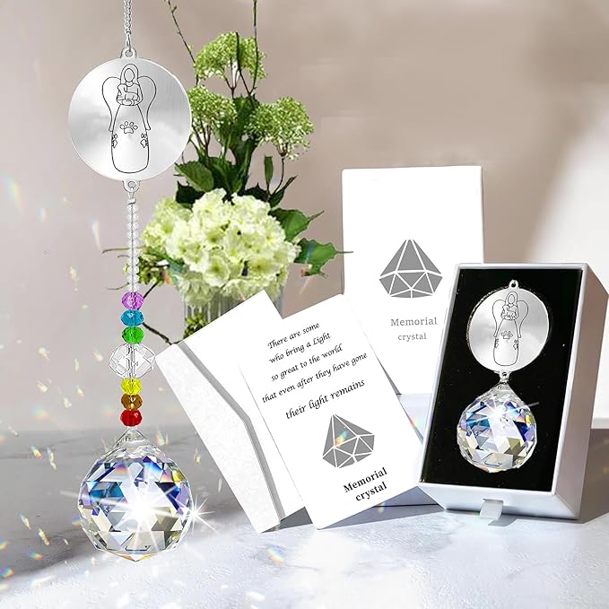 Dog Memorial Gifts for Loss of Dog, Pet Sympathy Gifts Crystal Window Suncatcher,Bereavement Memorial SunCatcher,Remembrance Pet Passing Away Loss(B)