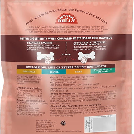 Better Belly Highly Digestible Rawhide Twist Sticks Chews, Treat Your Dog to a Chew with NO Artificial Colors or Flavors