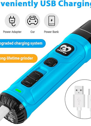 Casfuy Dog Nail Grinder with 2 LED Light - New Version 2-Speed Powerful Electric Pet Nail Trimmer Professional Quiet Painless Paws Grooming & Smoothing for Small Medium Large Dogs(Bright Blue)