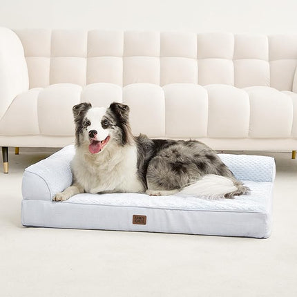 EHEYCIGA Memory Foam Dog Bed XLarge Sized Dogs, Extra Large Dog Bed Orthopedic with Washable Removable Cover, Waterproof XL Pet Bed Couch, 44x32x6.5 Inches, Washblue