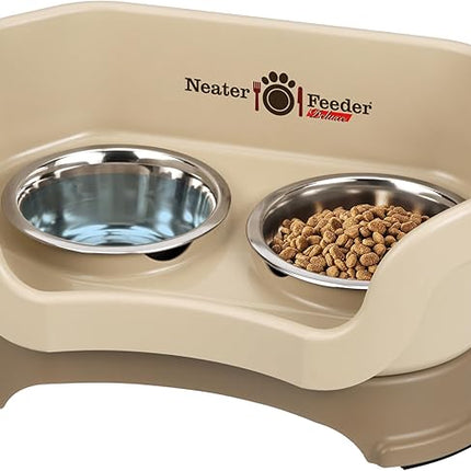 Neater Feeder Deluxe Mess Proof Cat Bowls Elevated for All Breeds – Made in USA – No Spill Raised Bowls for Indoor Cats – Stainless Steel Food and Water Bowl Set, Pet Dish Feeding Station, Cappuccino